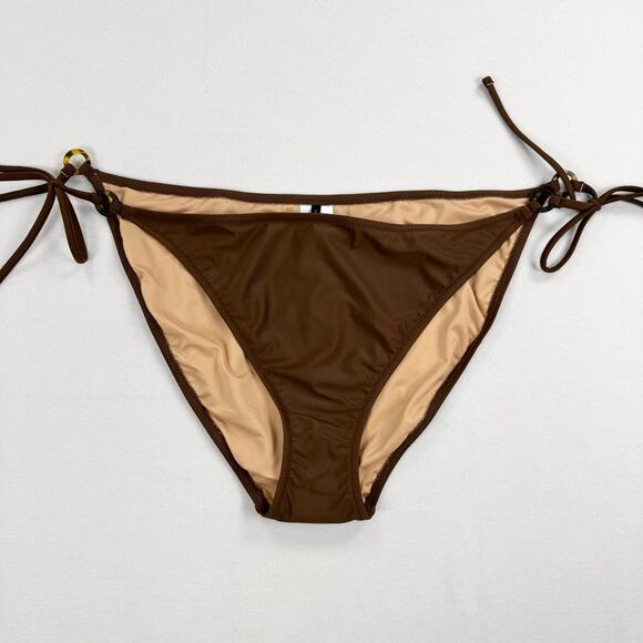 J Crew Women's O Ring Curved Waist Cheeky String Bikini Bottom 3X Brown BF173 - Picture 1 of 10
